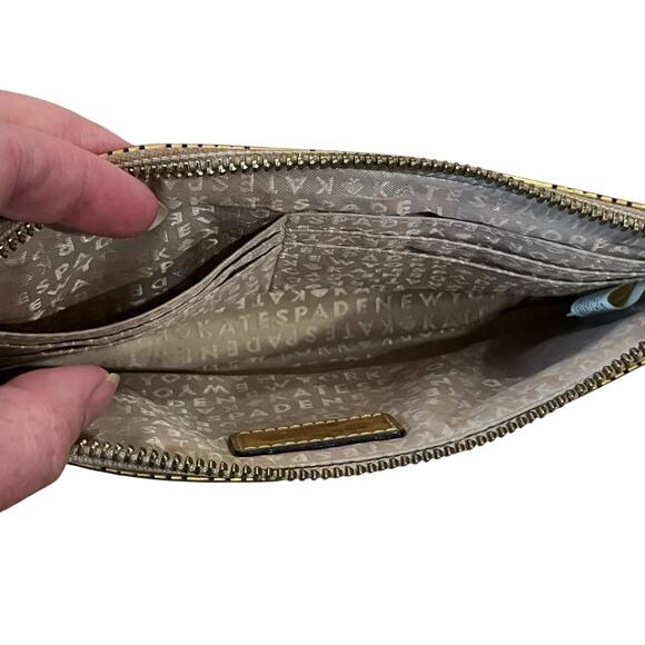 Kate Spade Metro Spade Jemima Wristlet Clutch Purse Bag 8.5 X 4.5” Gold - Picture 4 of 5